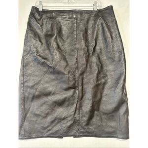 Vintage ALMA Leather Skirt Chocolate Brown Buttery Soft Genuine Leather Pencil S